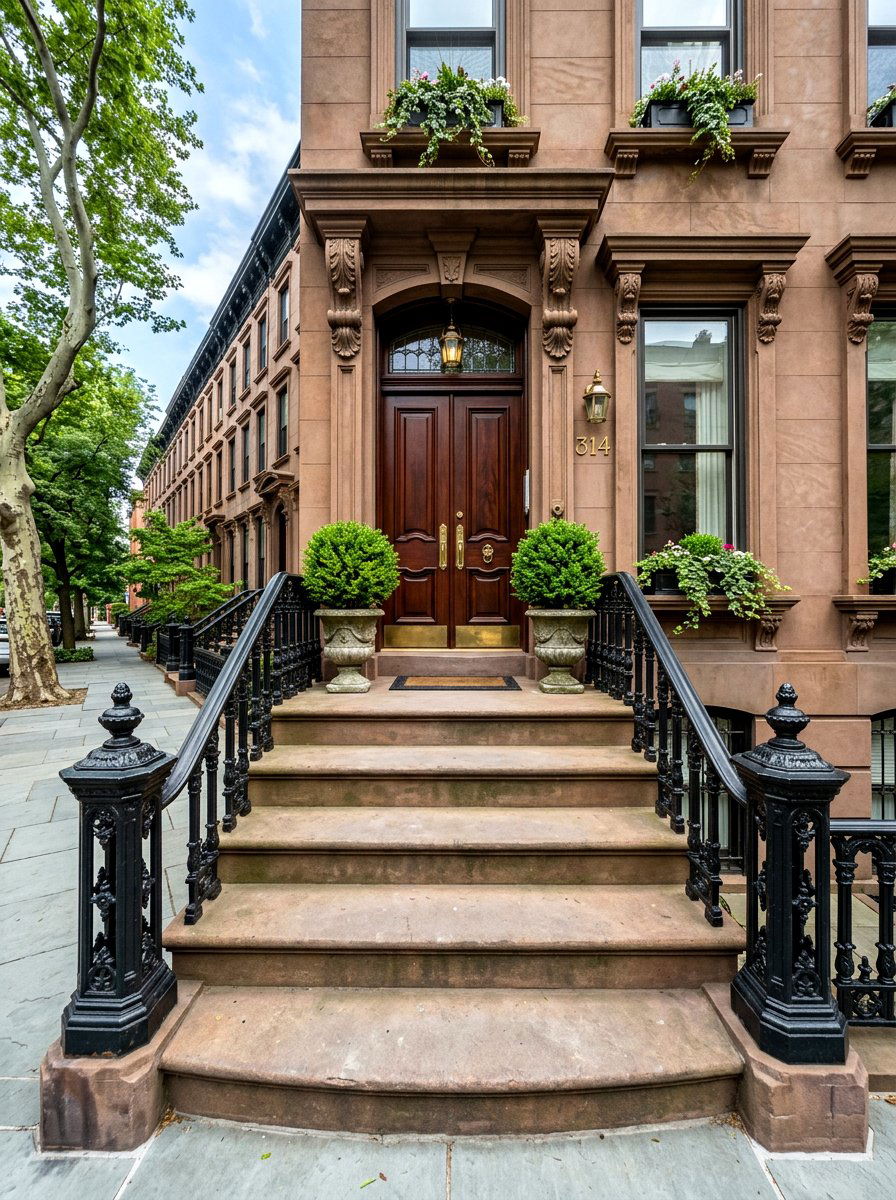 Black Iron Railing Stoop - 30 brownstone stoop ideas