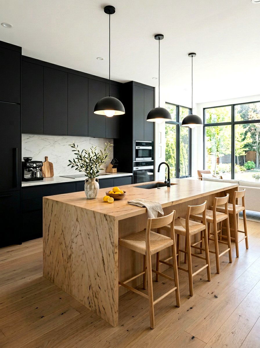 Black Kitchen Cabinets Wood Island - 30 black and wood decor ideas