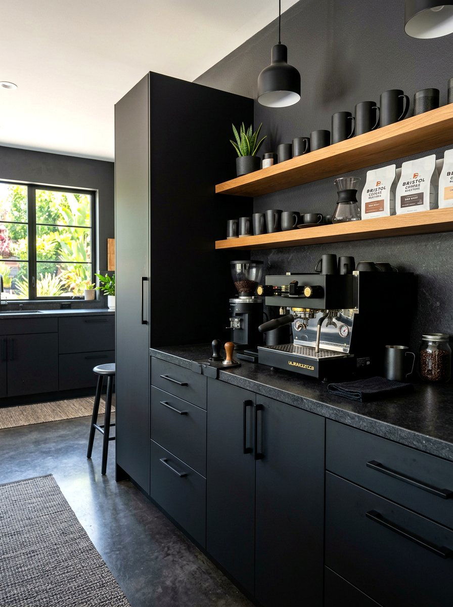 Black Kitchen Coffee Bar - 30 espresso nook kitchen ideas