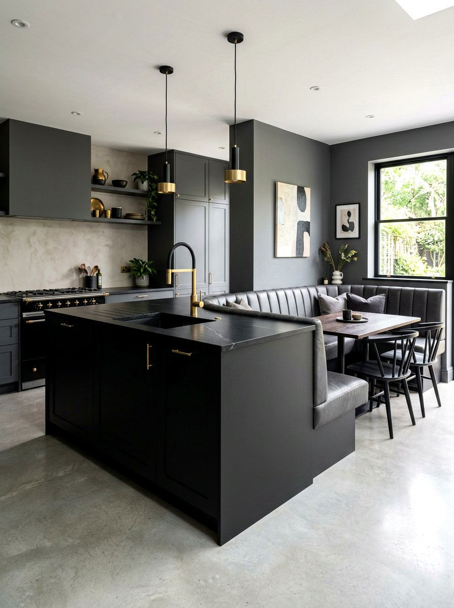 Black Kitchen Island With Banquette - 30 banquette kitchen island ideas