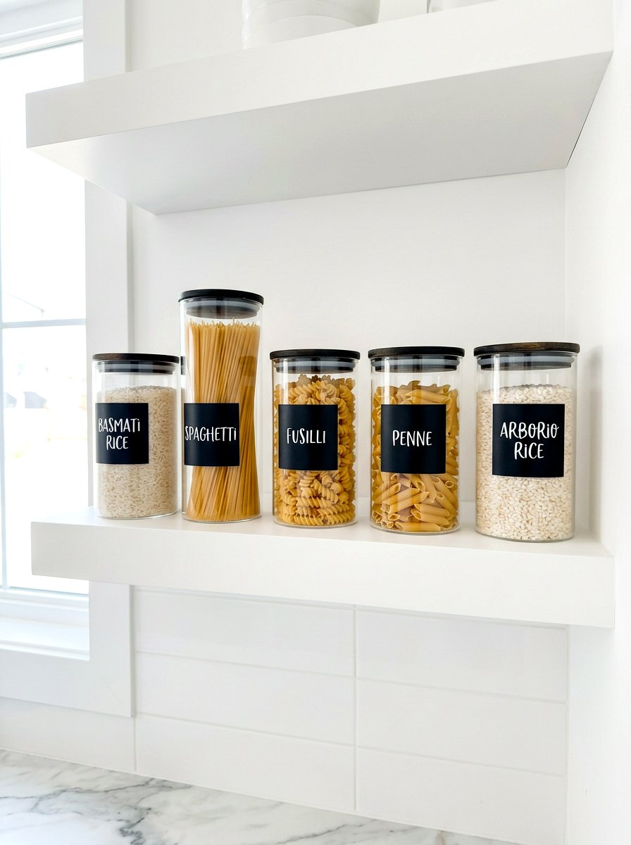 Black Label Glass Jar - 30 glass jar pantry ideas