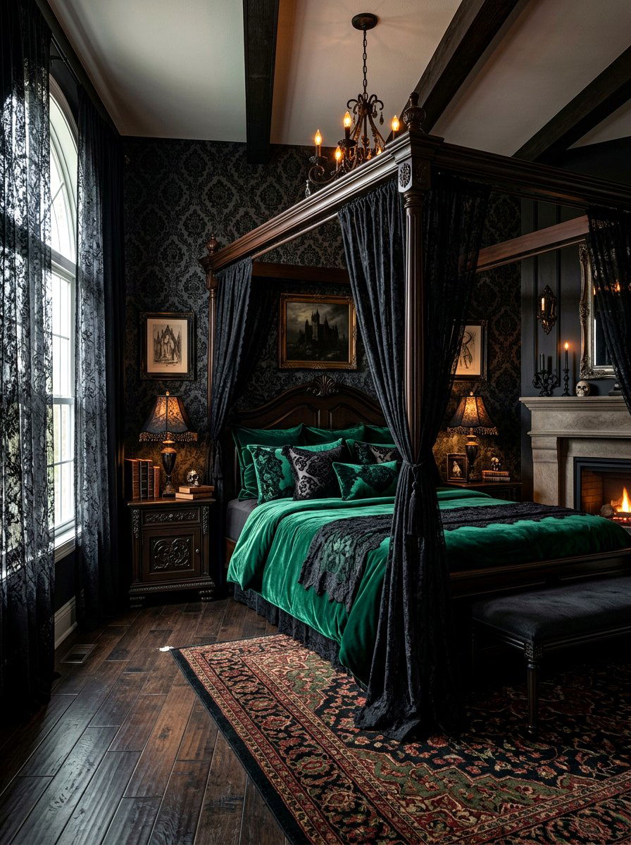 Black Lace Gothic Bedroom - 30 lace bedroom decor ideas