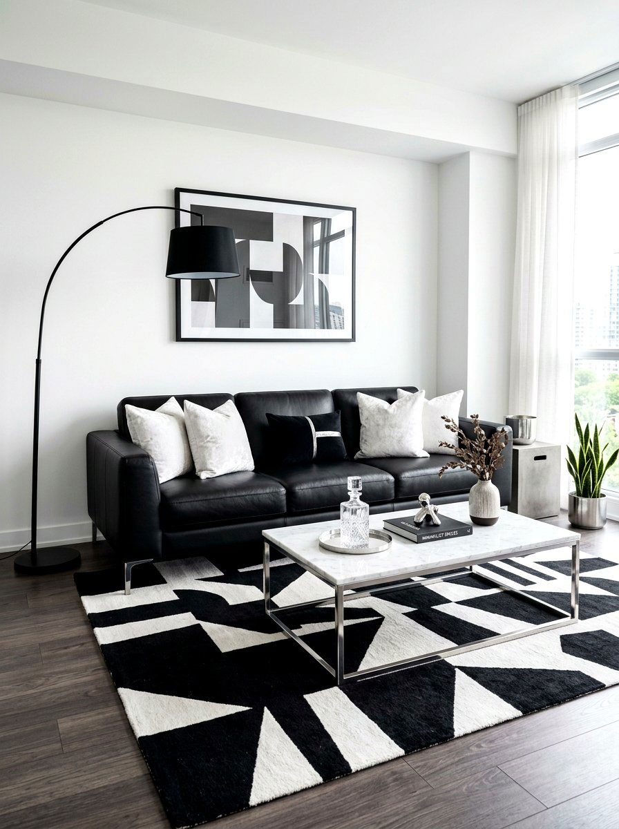 Black Leather Sofa - 30 sofa styling ideas