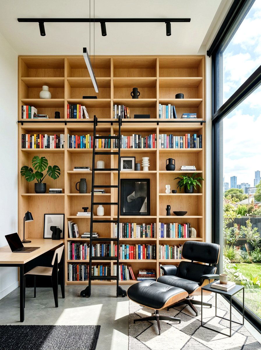 Black Library Ladder - 30 ladder library office ideas