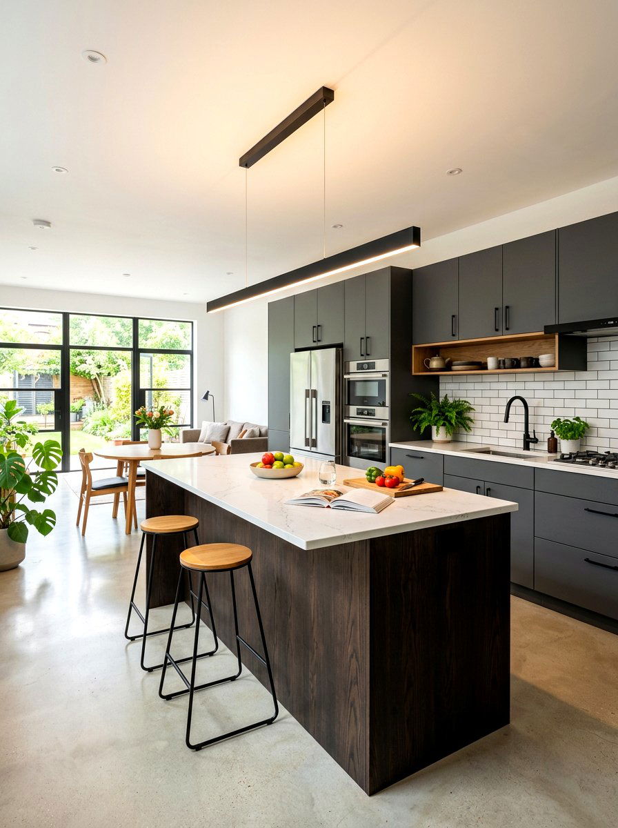 Black Linear Kitchen Light - 30 kitchen lighting ideas