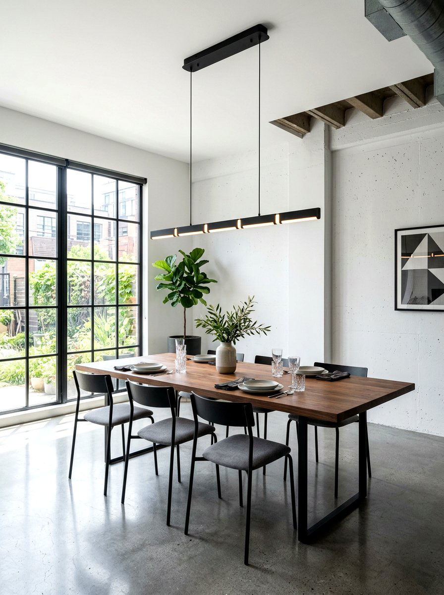 Black Linear Pendant - 30 dining room lighting ideas