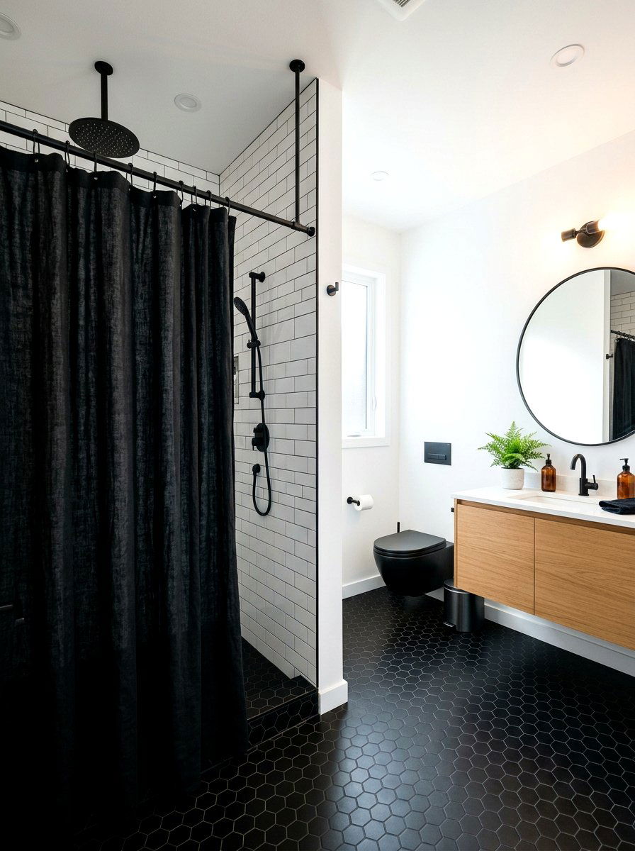 Black Linen Shower Curtain - 30 linen shower curtain ideas