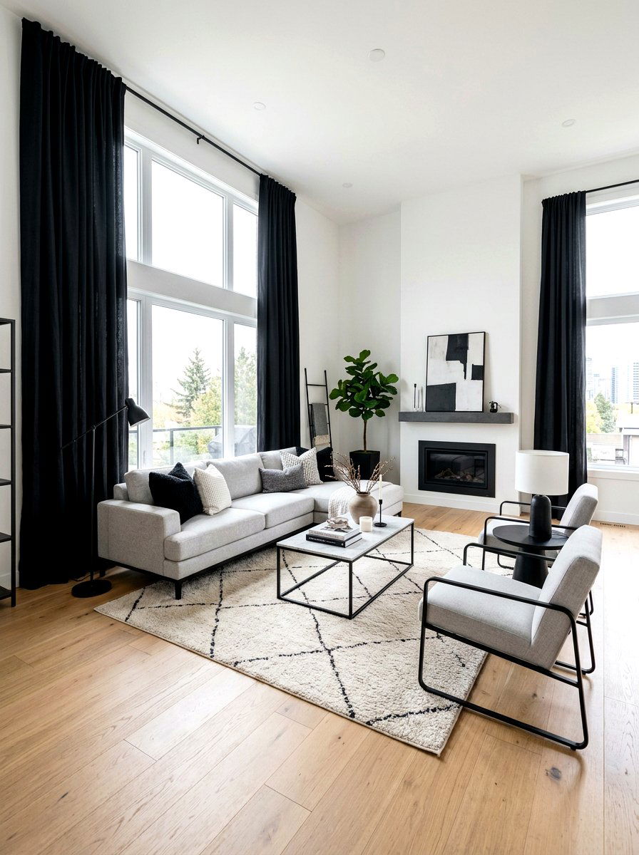 Black Living Room Drapes - 30 statement drapes living room ideas