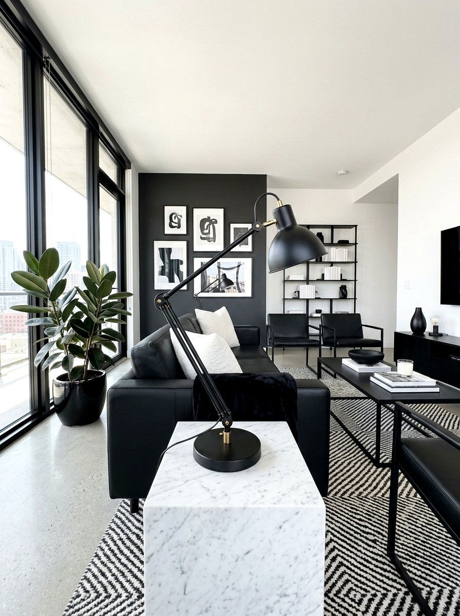 Black Living Room Metal Table Lamp - 30 layered lamp living room ideas