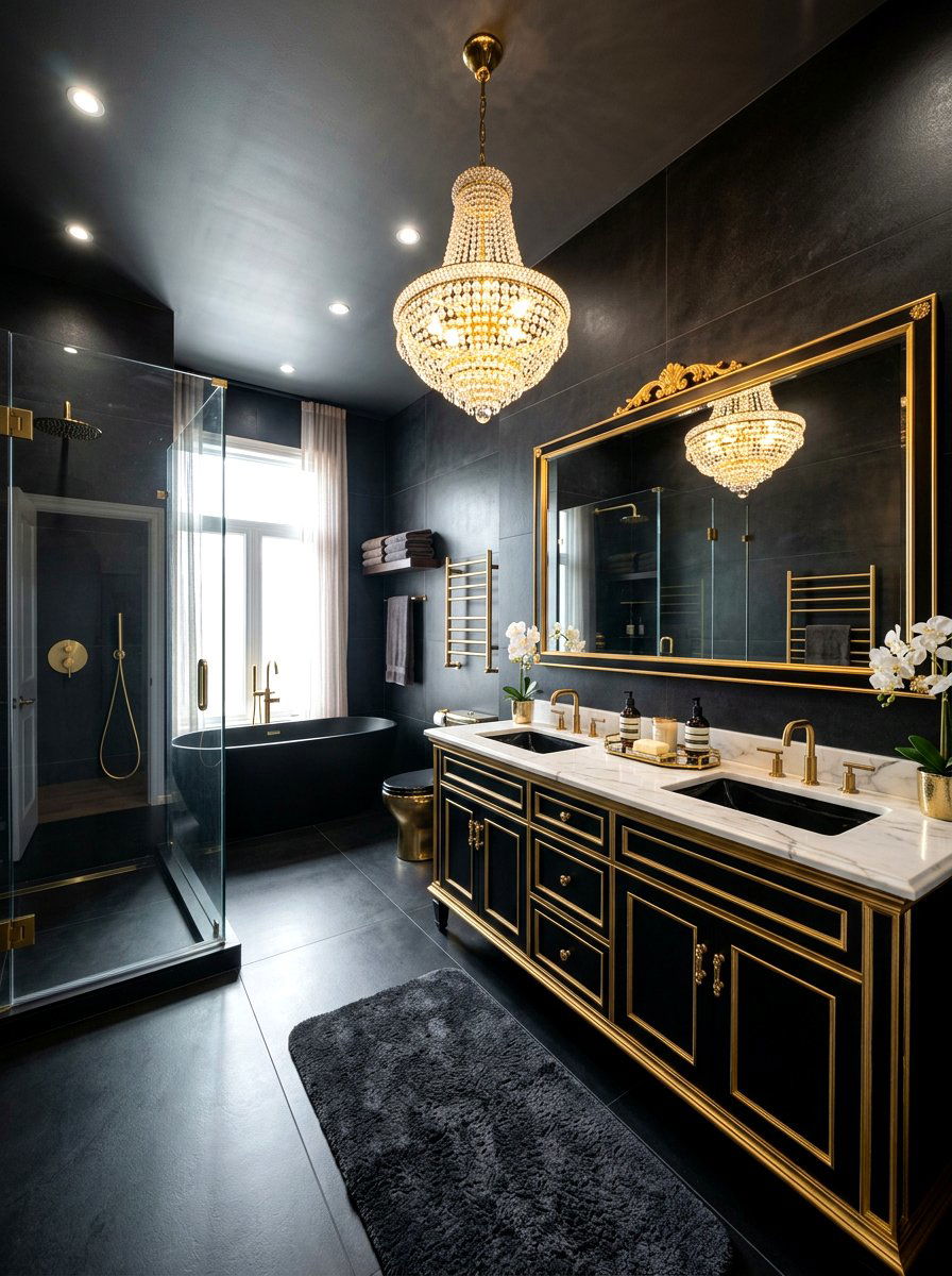 Black Luxury Bathroom - 30 black bathroom ideas