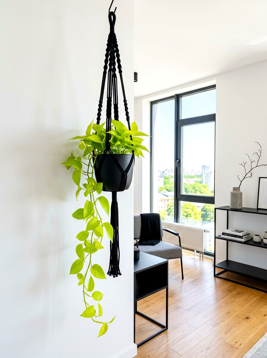 Black Macrame Plant Hanger Modern Decor - 30 macrame plant hanger ideas