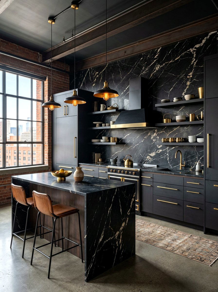 Black Marble Backsplash Slab - 30 full slab stone wall kitchen ideas