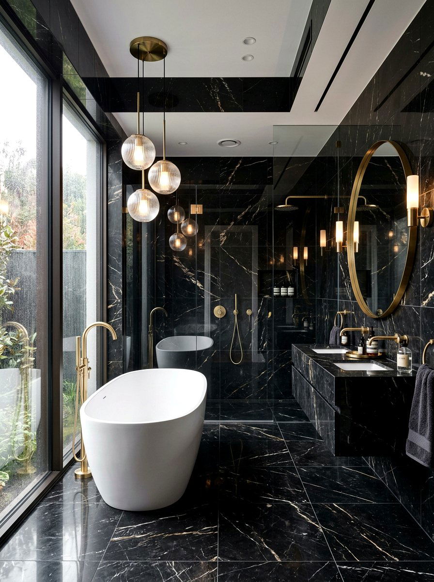 Black Marble Bathroom - 30 luxury bathroom ideas