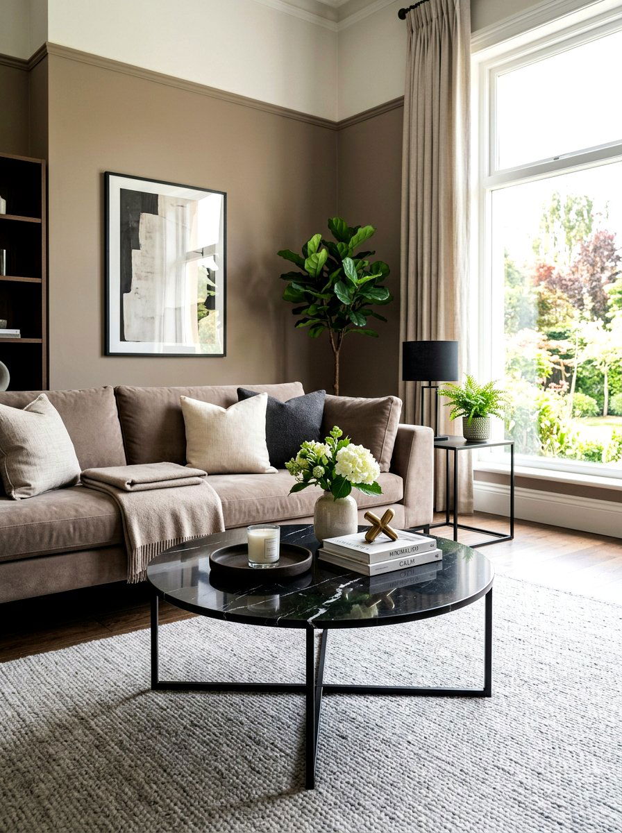 Black Marble Coffee Table Decor - 30 taupe and black living room ideas