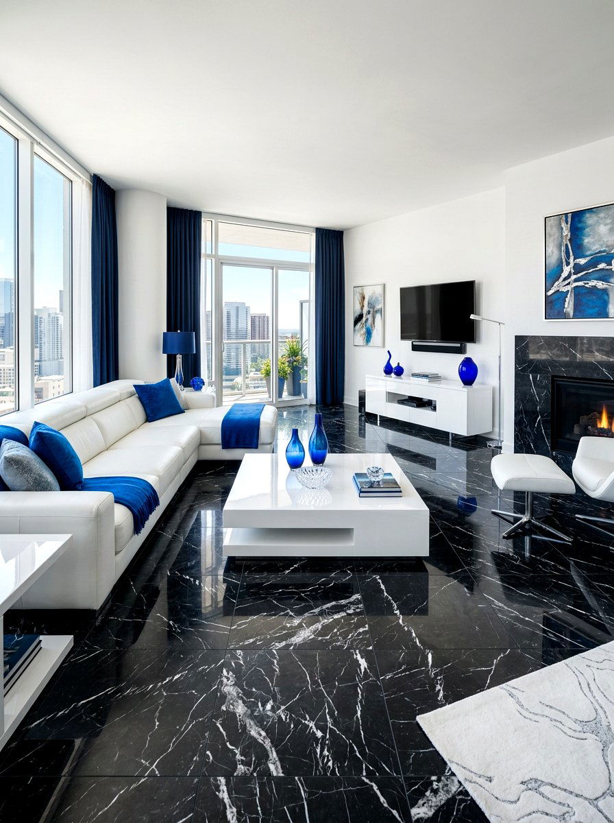 Black Marble Floor - 30 extra celestial living room ideas