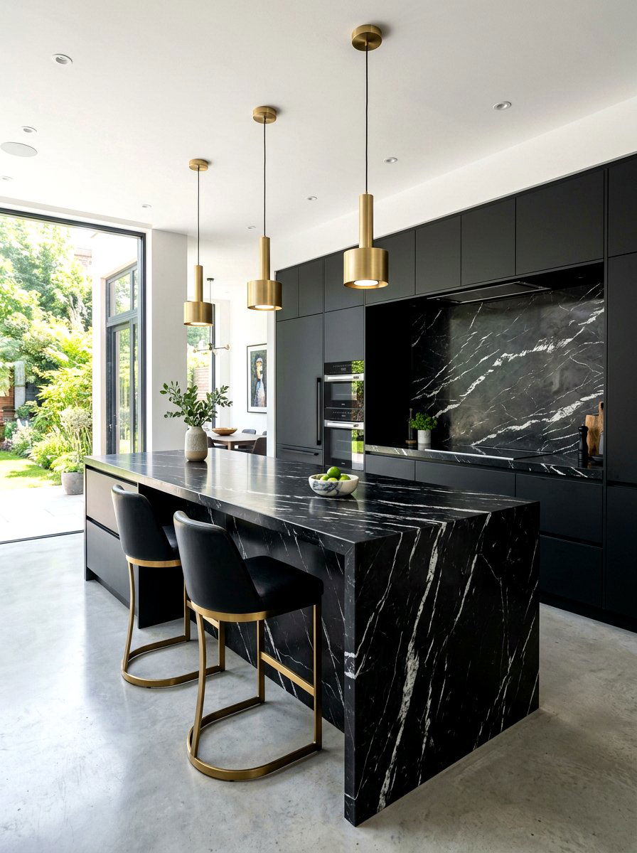 Black Marble Kitchen - 30 black kitchen ideas
