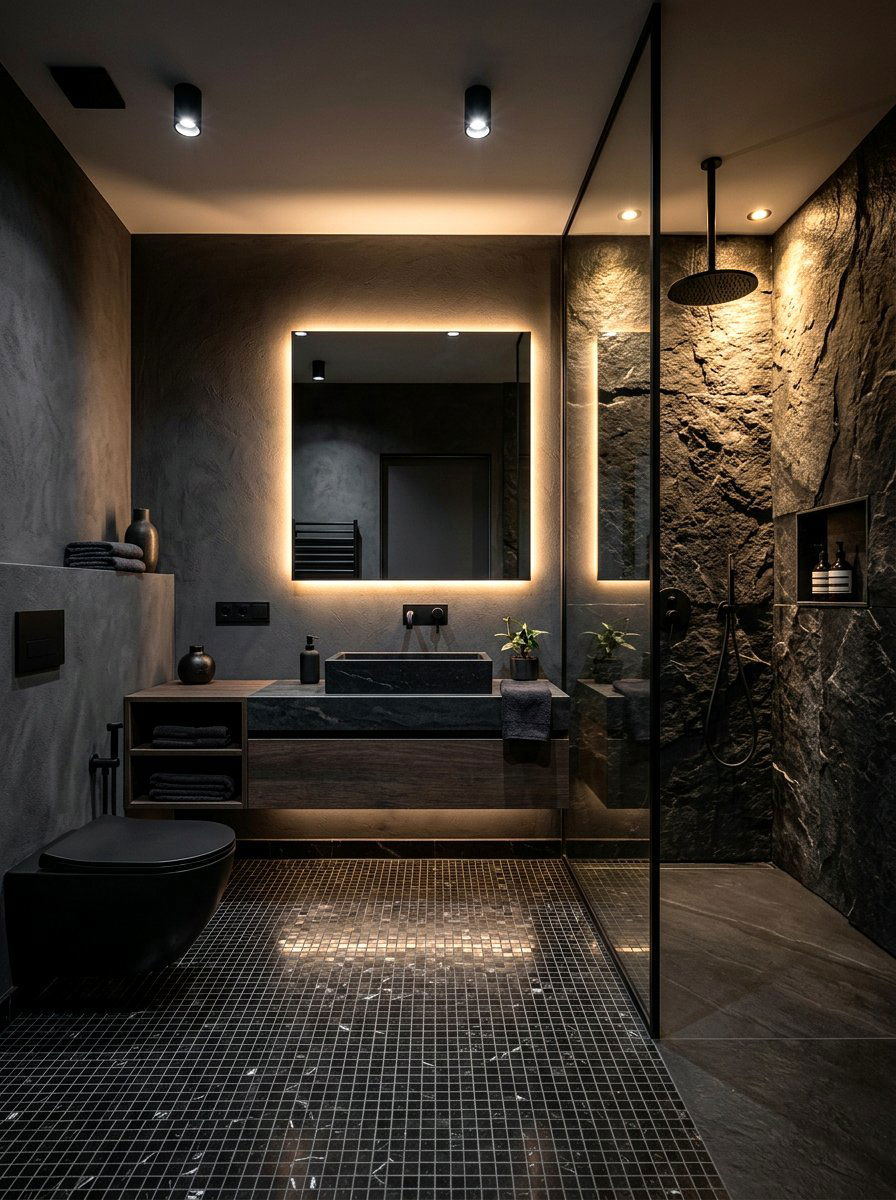 Black Marble Mosaic - 30 mosaic marble bathroom ideas