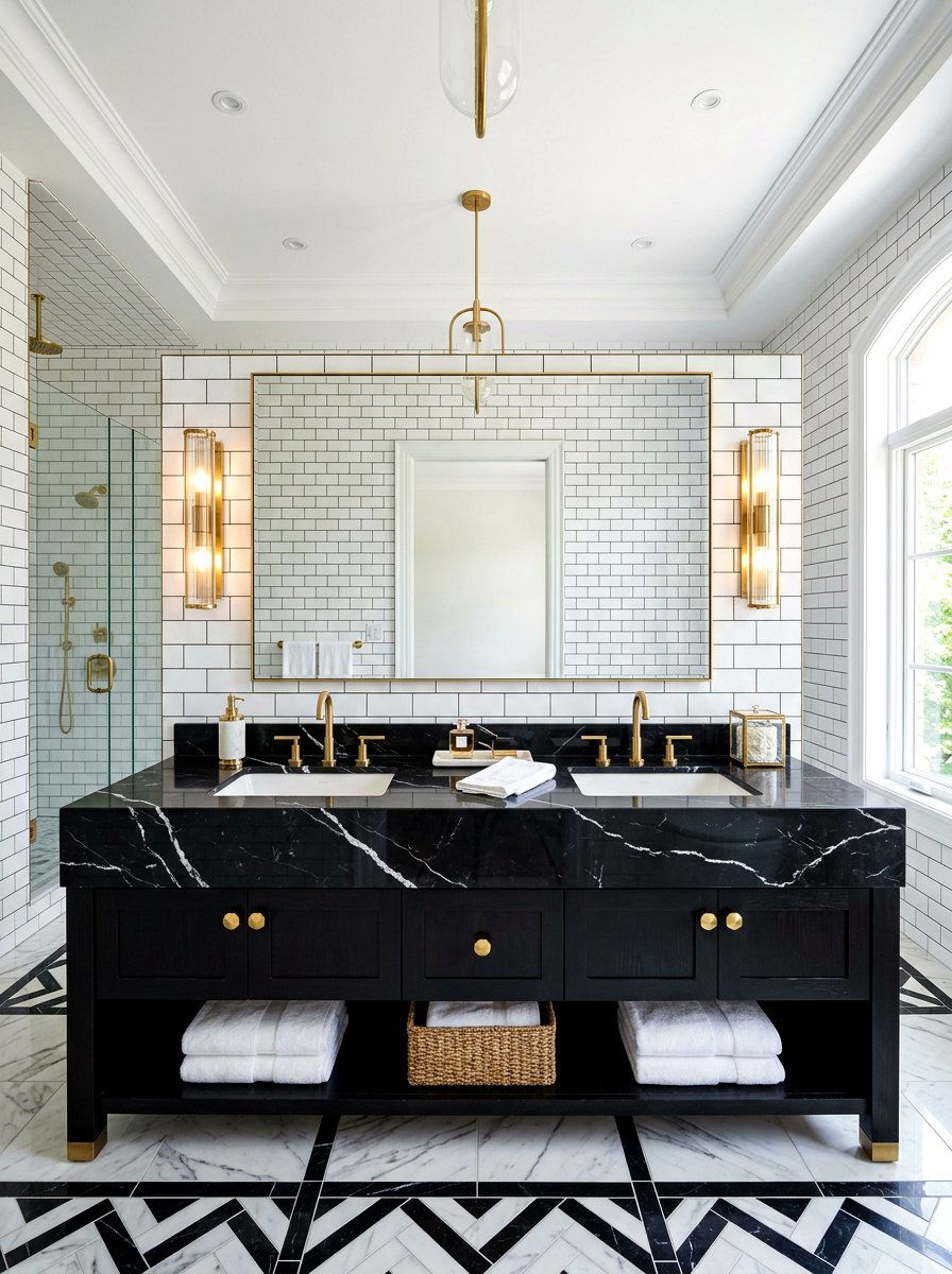 Black Marble Vanity - 30 neo deco bathroom vanity ideas