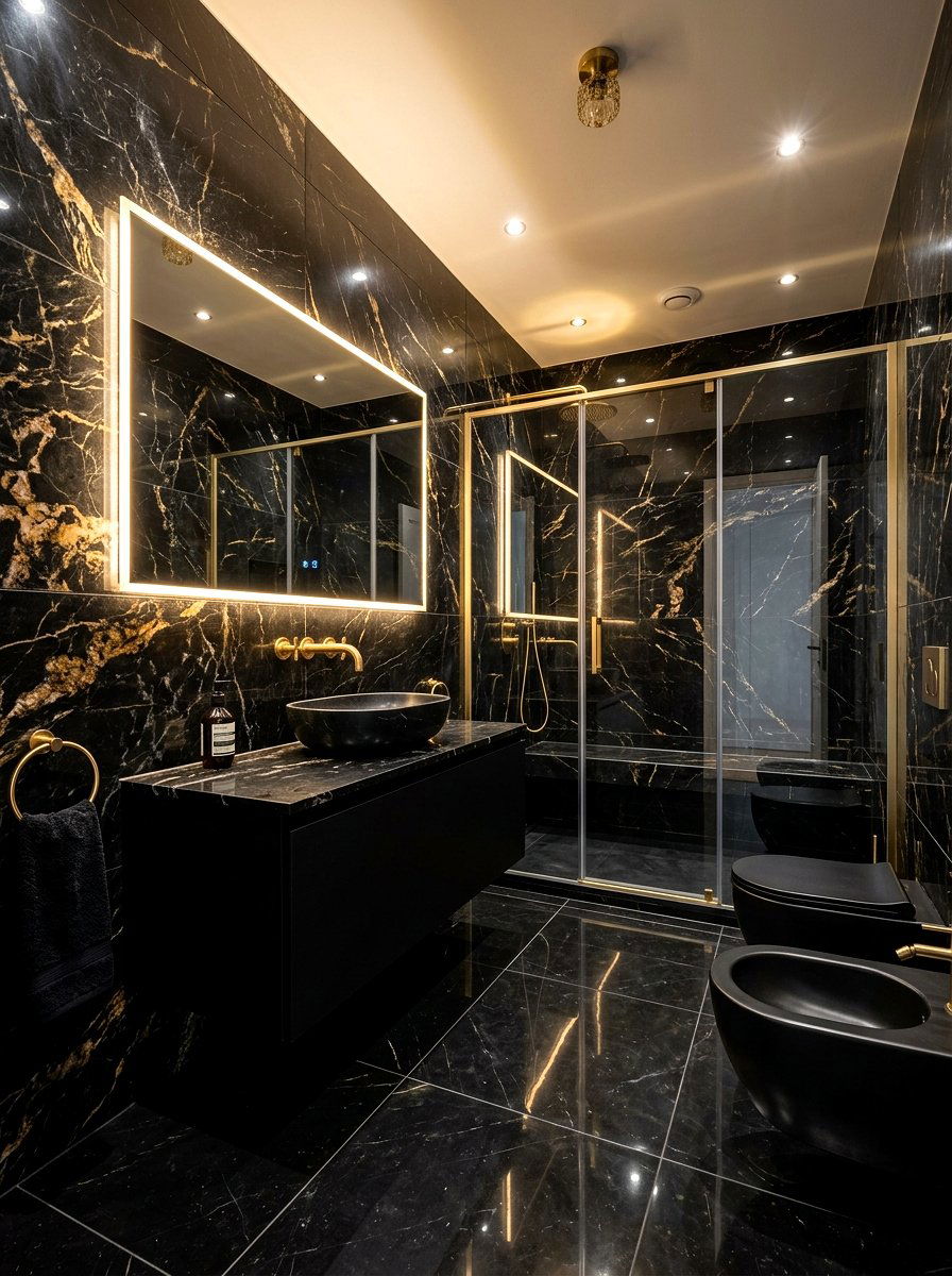 Black Marble Wall Faucet - 30 wall mounted faucet bathroom ideas