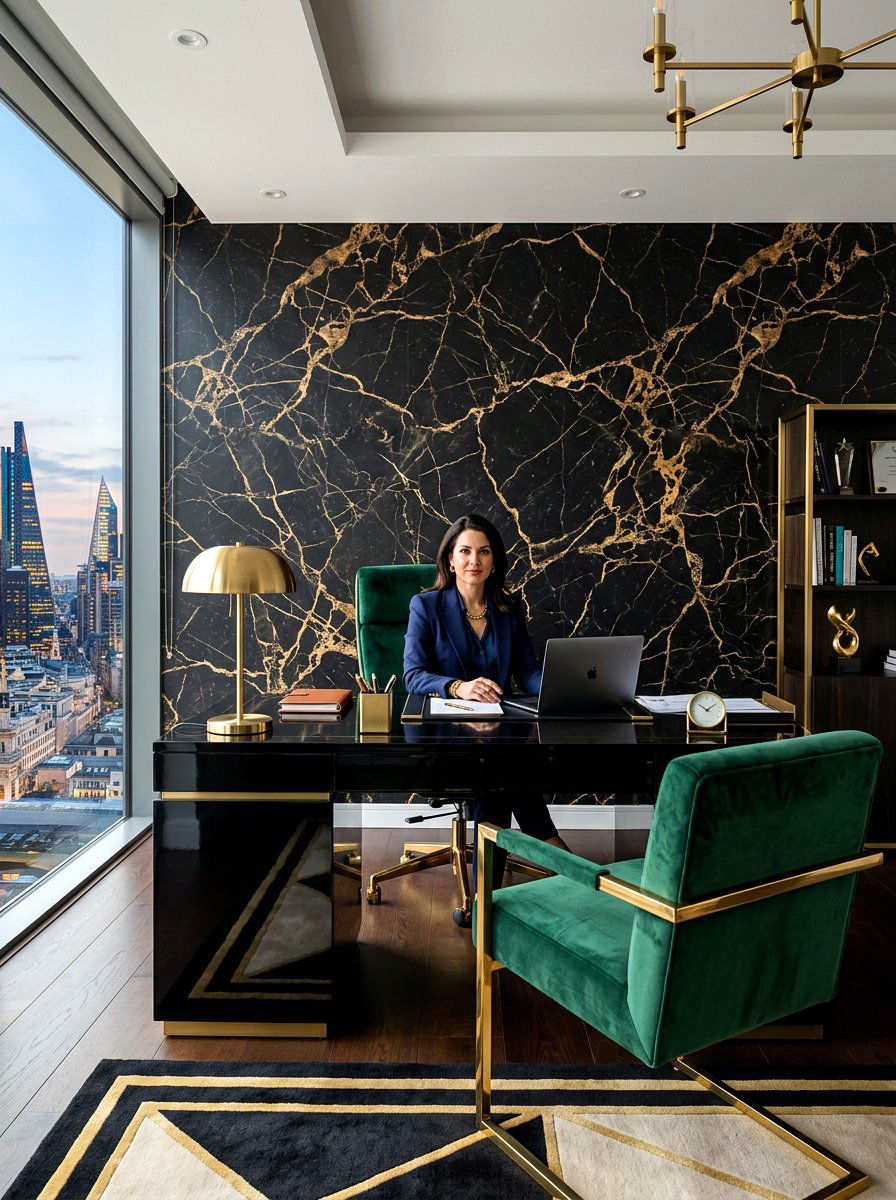 Black Marble Wallpaper - 30 office wallpaper ideas