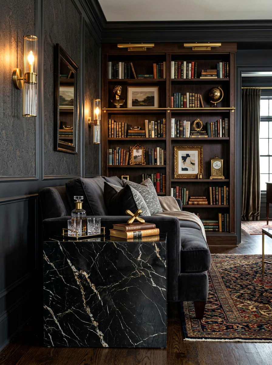 Black Marble Waterfall Side Table - 30 waterfall side table ideas