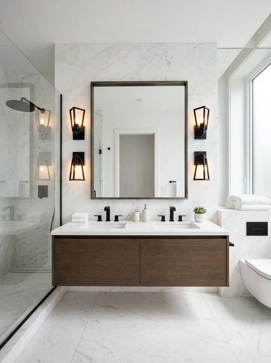 Black Matte Sconces - 30 vanity mirror lighting ideas