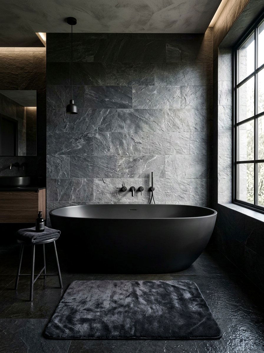 Black Matte Soaking Tub - 30 soaking tub ideas