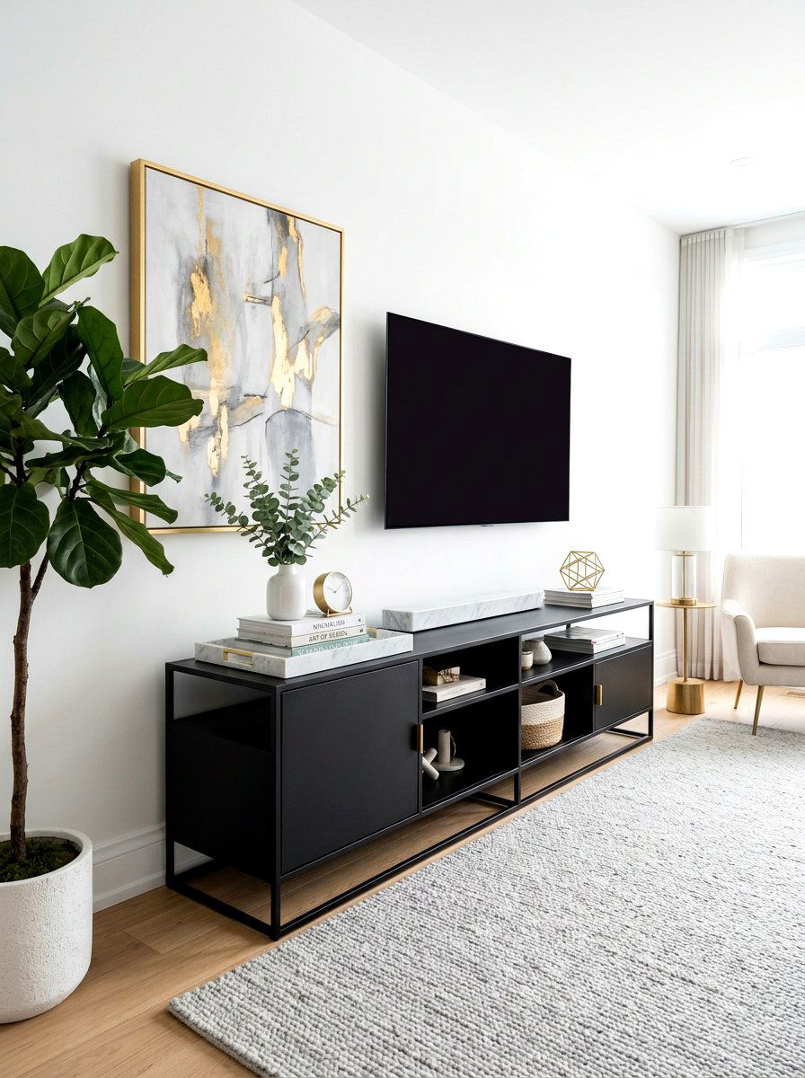 Black Media Console - 30 media console styling ideas