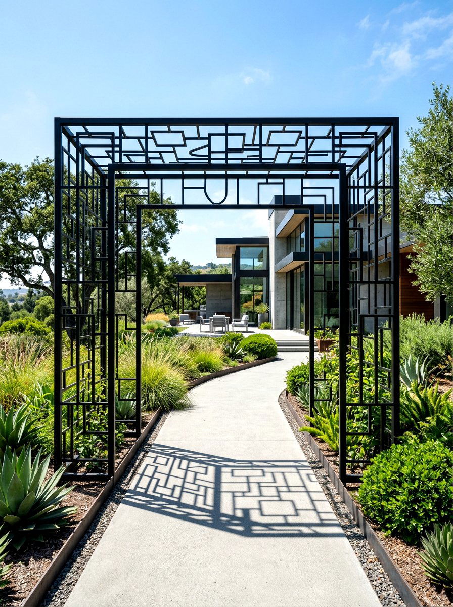 Black Metal Arbor - 30 front arbor ideas