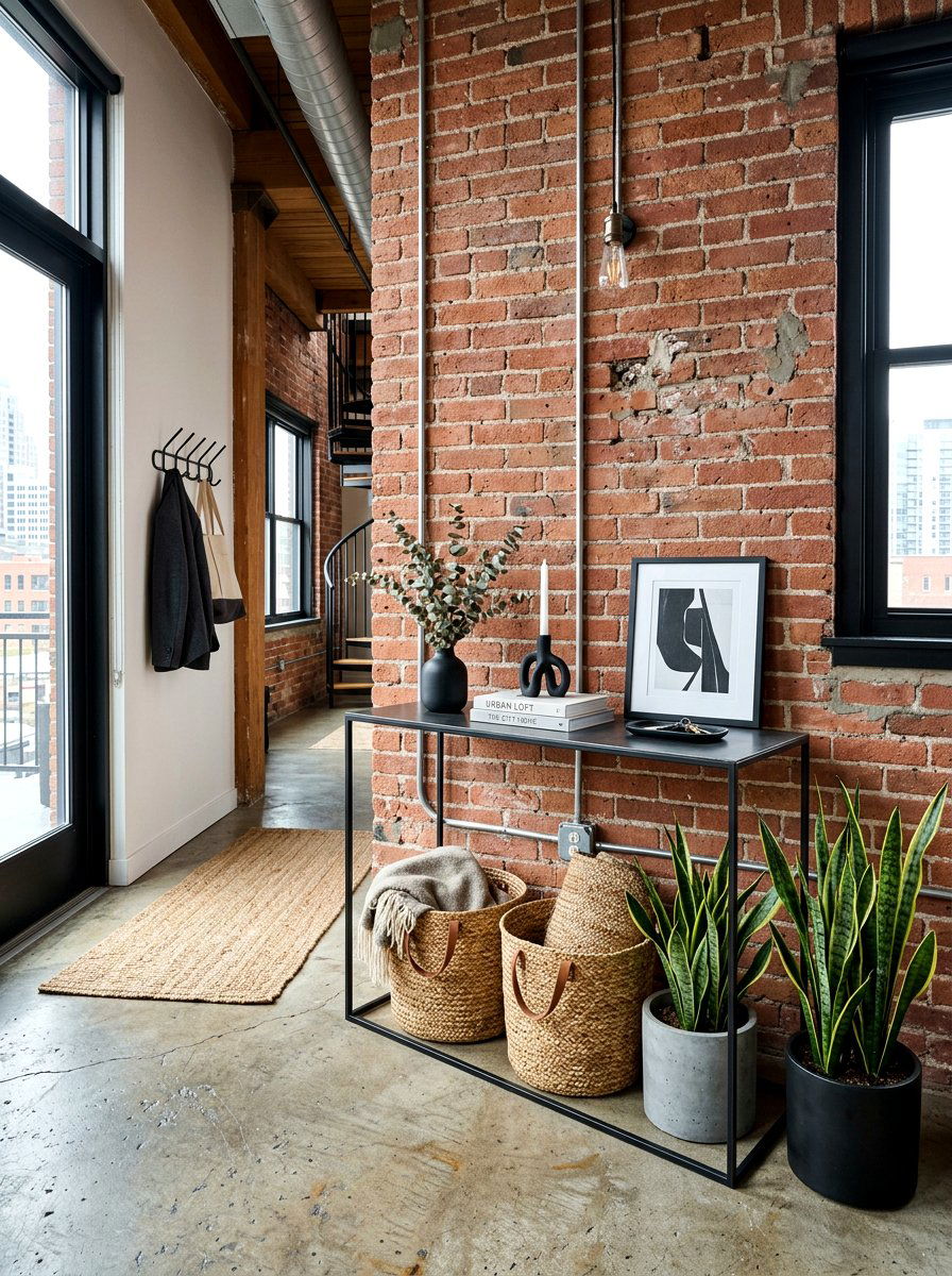 Black Metal Console Table - 30 front hall console ideas
