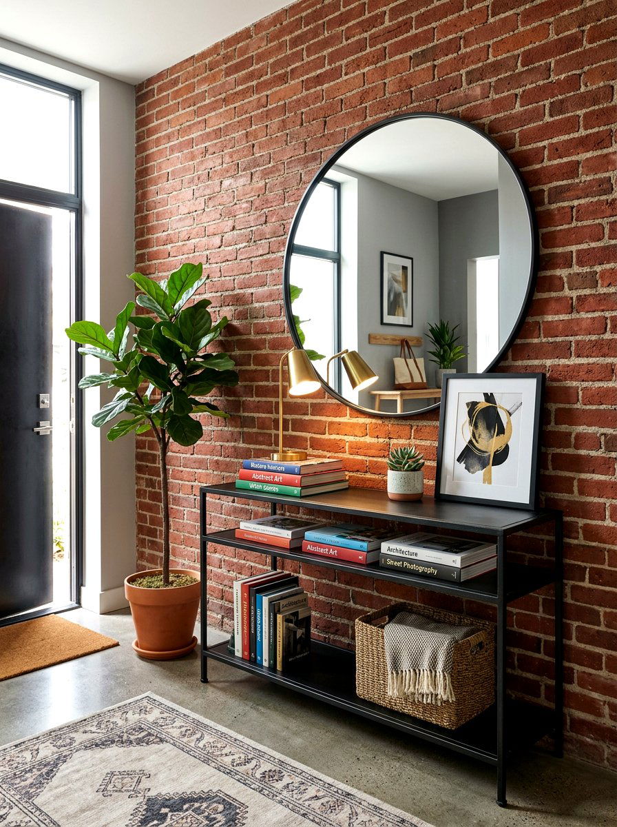 Black Metal Console - 30 modern entryway ideas