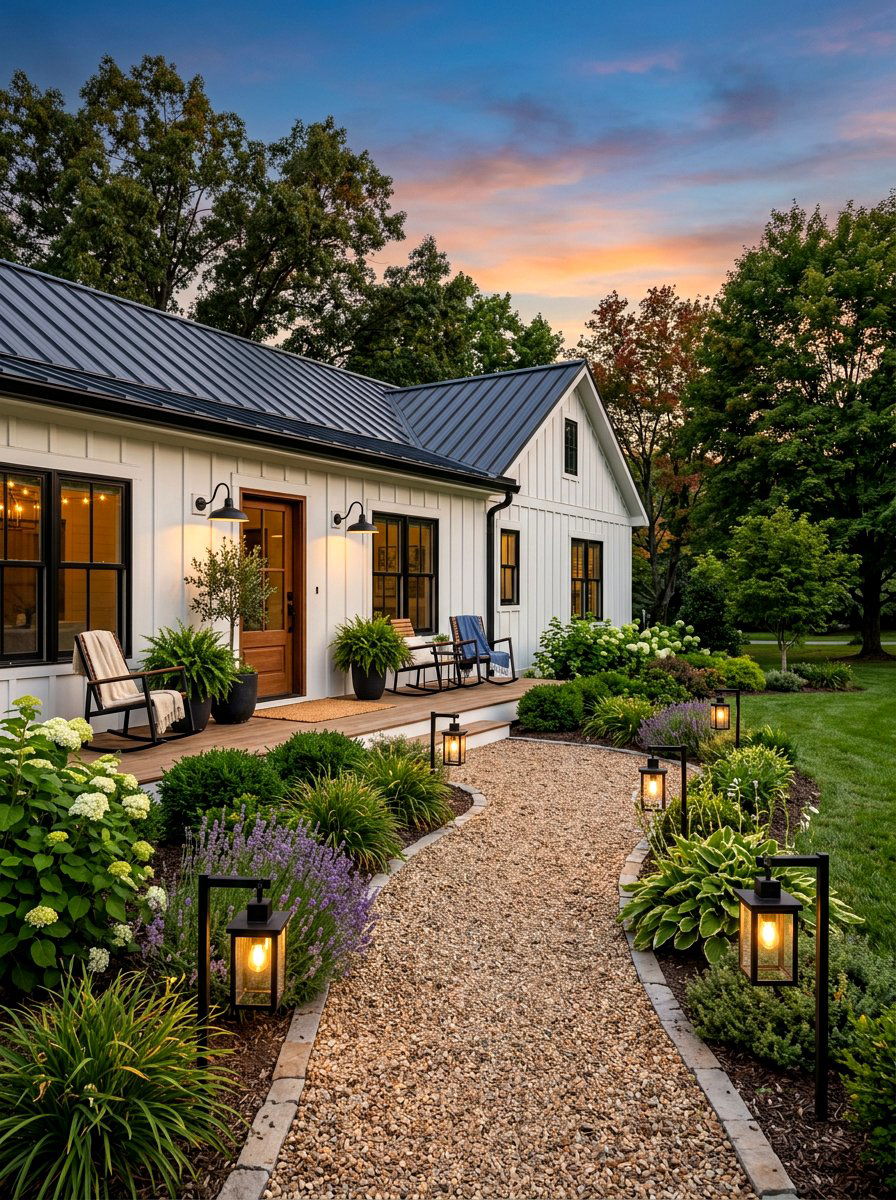 Black Metal Fixtures - 30 front path lighting ideas