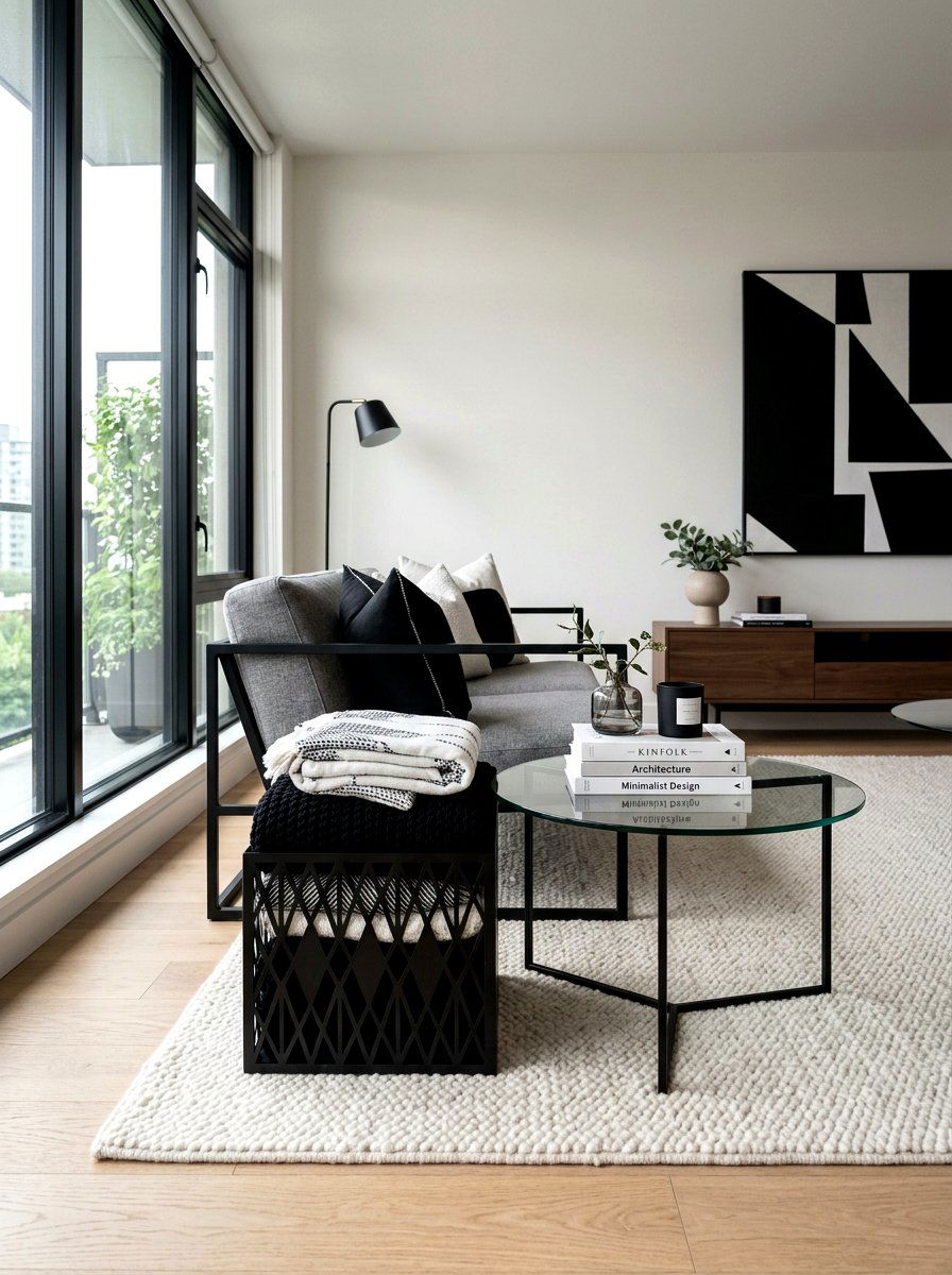 Black Metal Geometric Bin - 30 living room blanket basket ideas