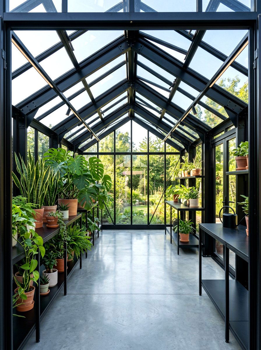 Black Metal Greenhouse - 30 attached greenhouse ideas