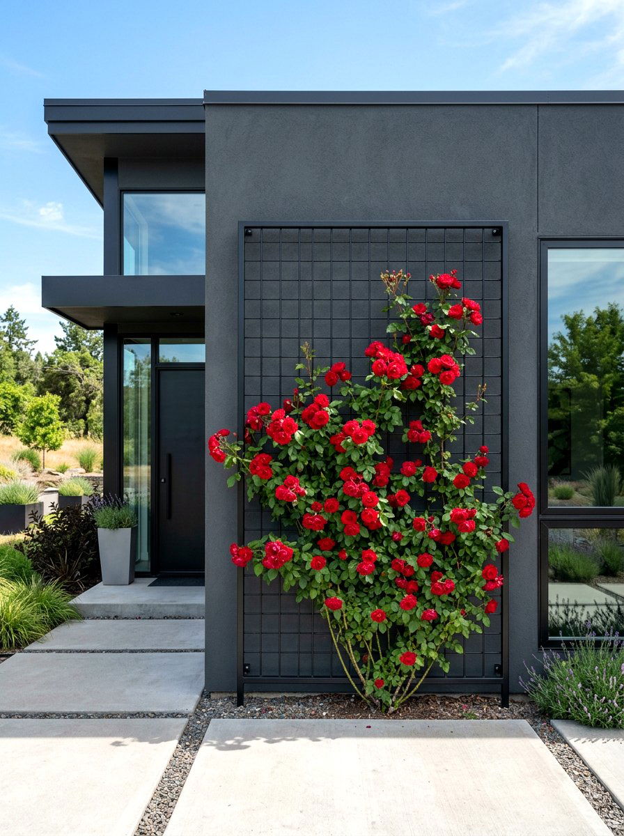 Black Metal Grid - 30 rose trellis wall ideas
