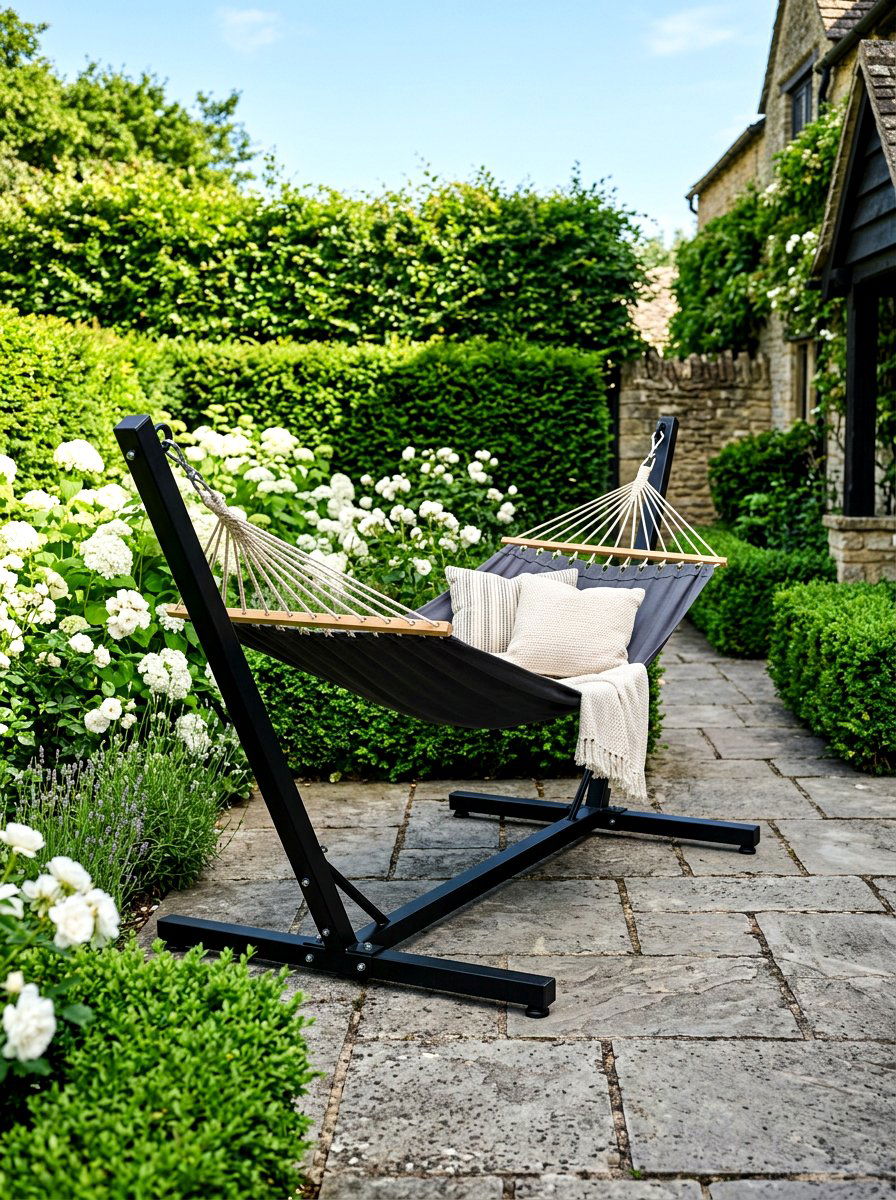 Black Metal Hammock Stand - 30 hammock stand garden ideas