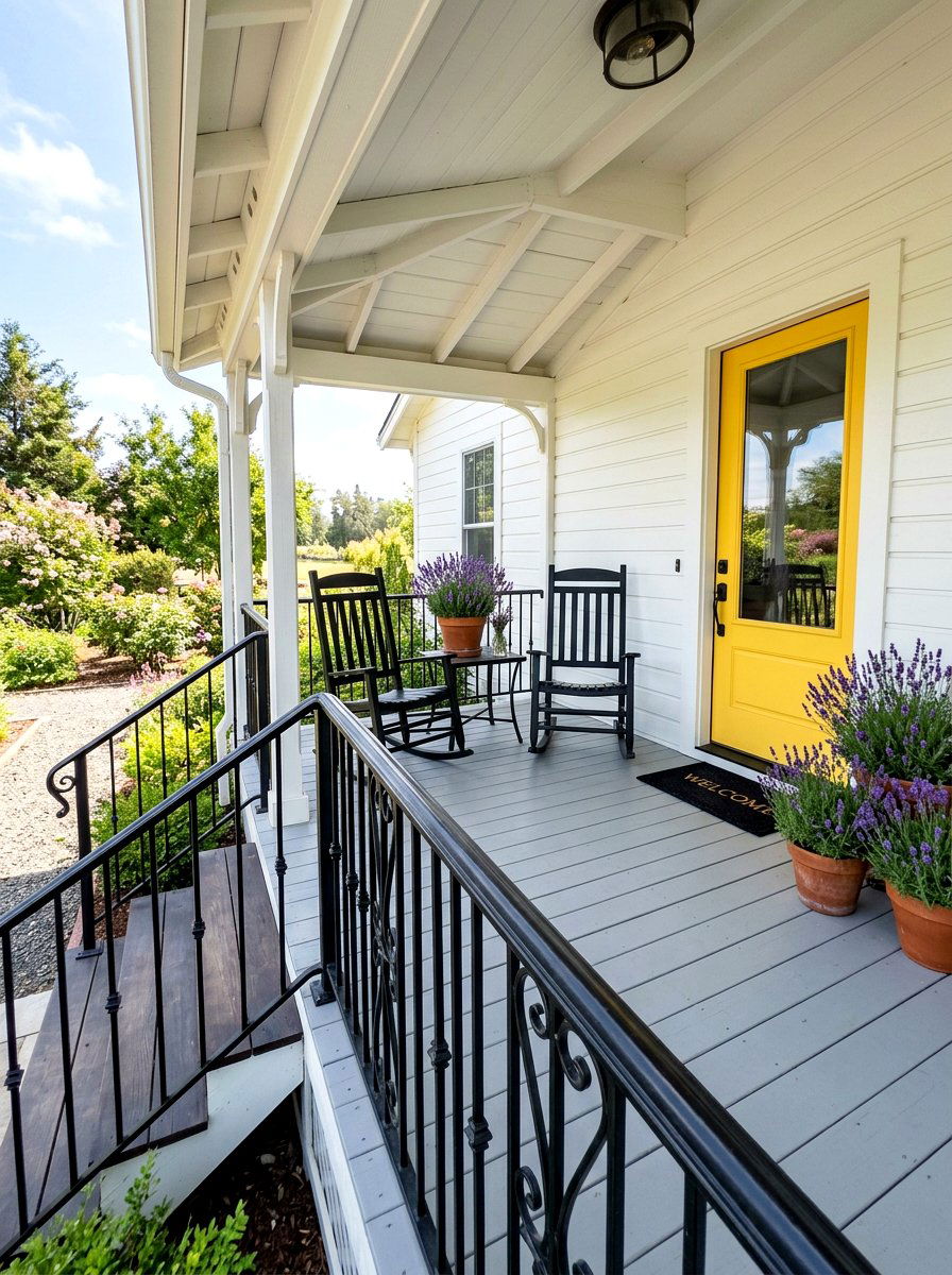 Black Metal Handrail - 30 porch handrail ideas