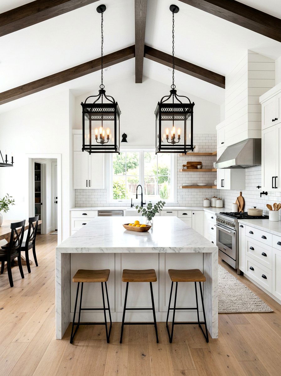 Black Metal Lantern - 30 kitchen lantern lighting ideas