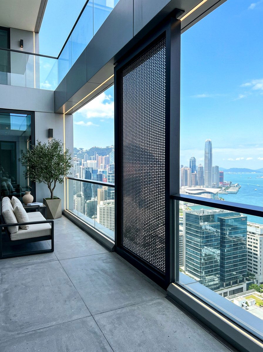 Black Metal Mesh Screen - 30 patio corner screen ideas