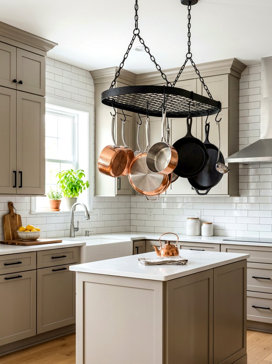 Black Metal Oval Rack - 30 hanging pot rack ideas