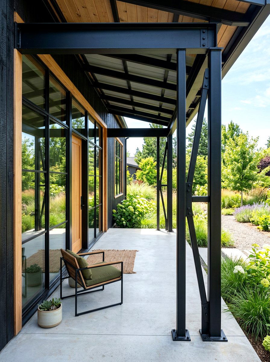 Black Metal Porch Column - 30 farmhouse porch columns ideas