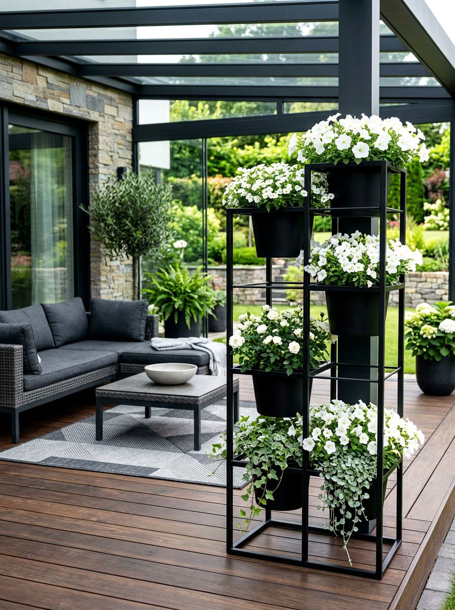 Black Metal Porch Planter - 30 porch ceiling planter ideas