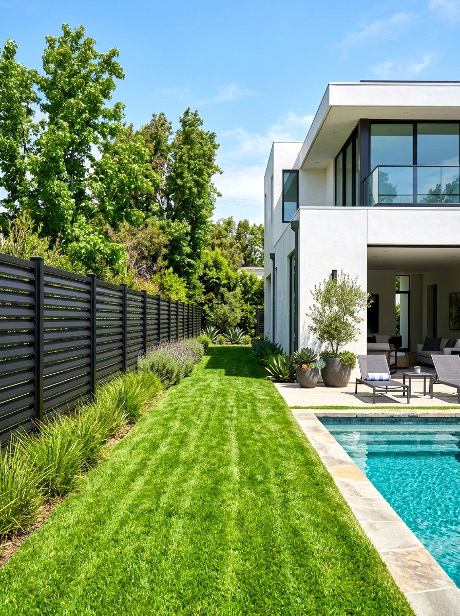 Black Metal Privacy Fence - 30 slatted privacy wall ideas