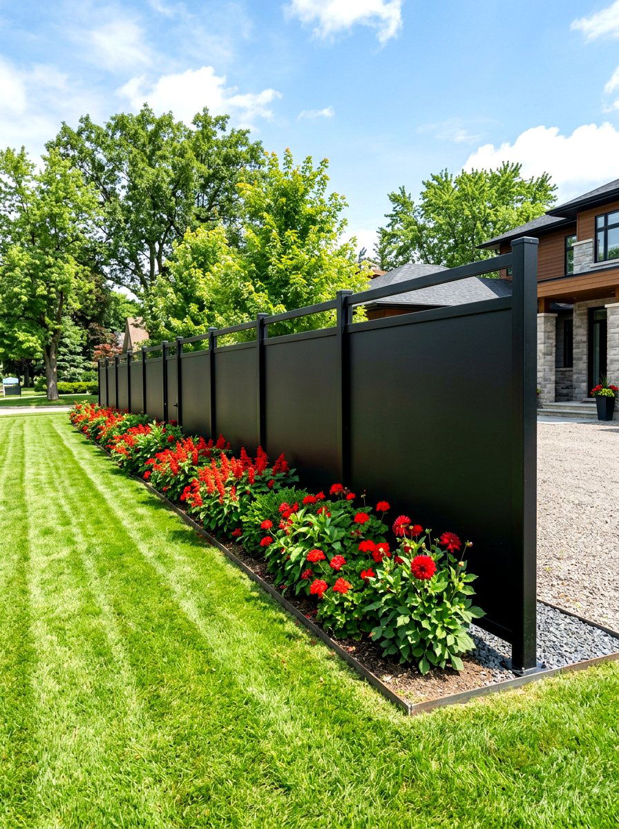 Black Metal Privacy - 30 backyard fence ideas