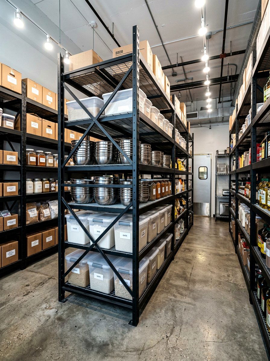 Black Metal Racks - 30 bakery style pantry ideas