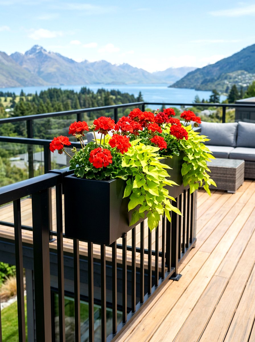 Black Metal Railing Planter - 30 deck railing planter ideas