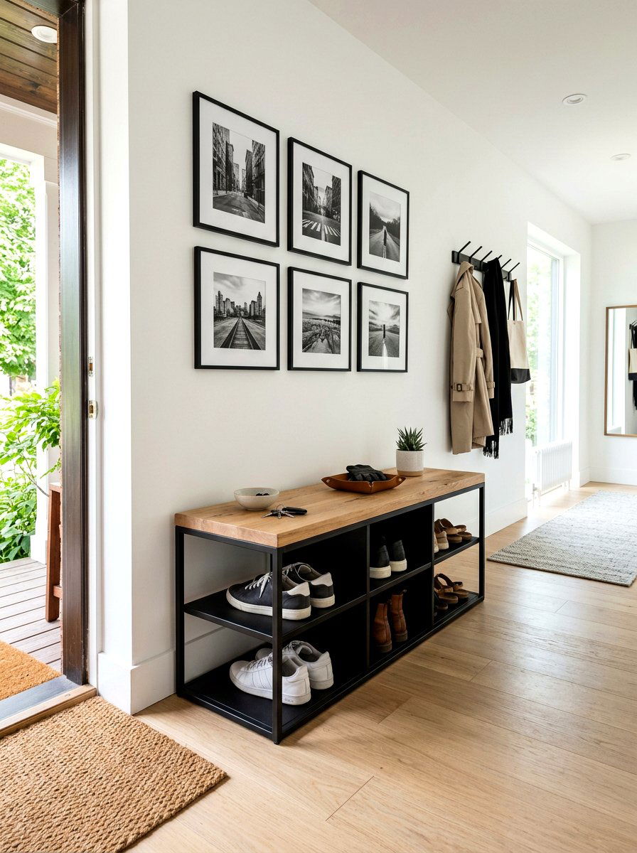Black Metal Shoe Cubby Bench - 30 shoe cubby bench ideas