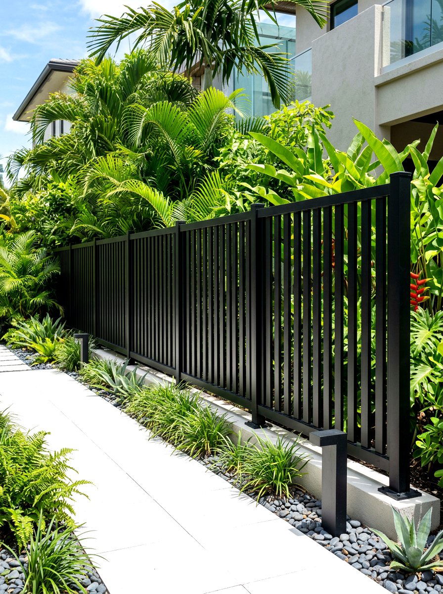 Black Metal Slat Fence - 30 modern fence ideas