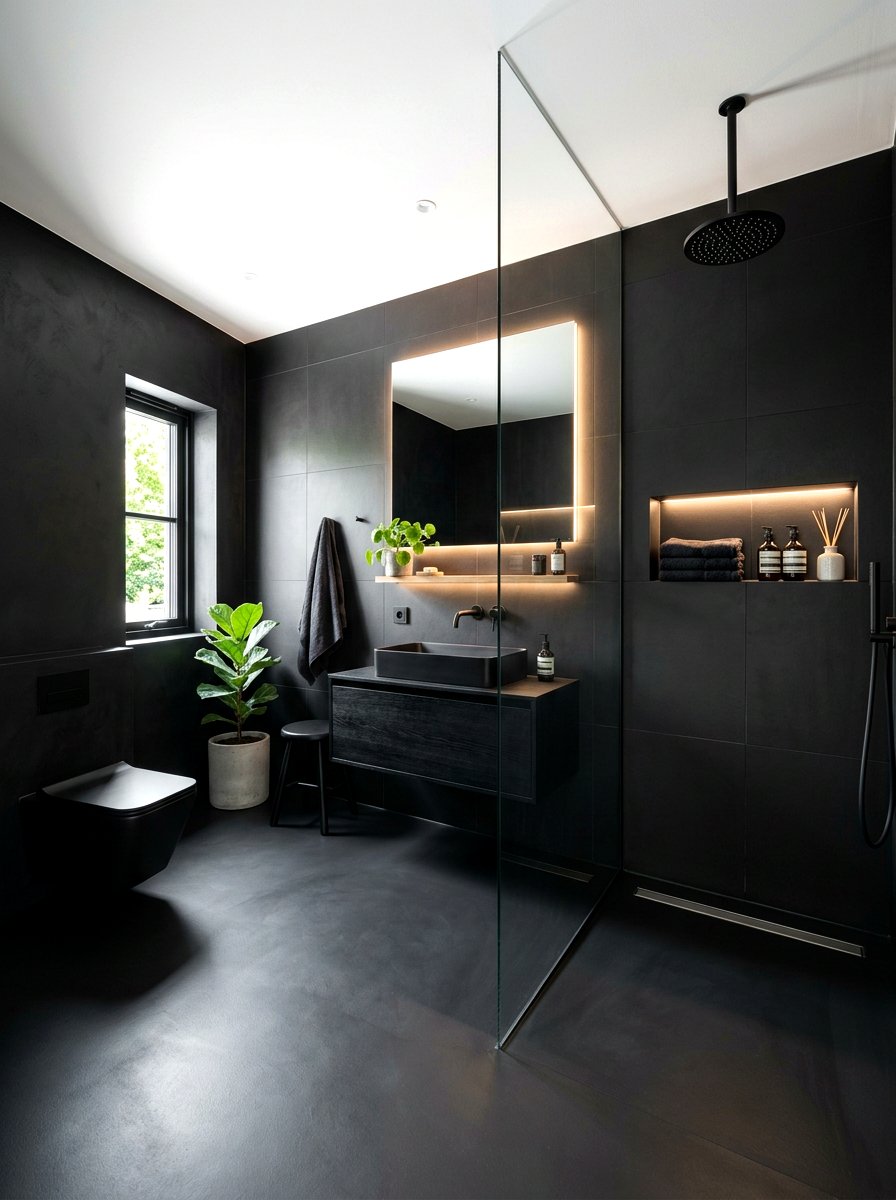 Black Minimalist Bathroom - 30 black bathroom ideas