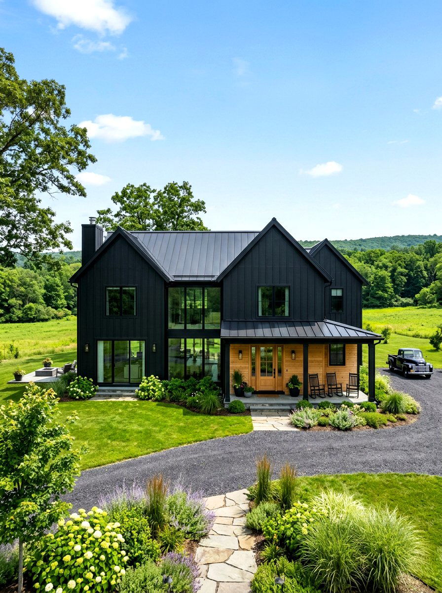 Black Modern Farmhouse - 30 country house exterior ideas